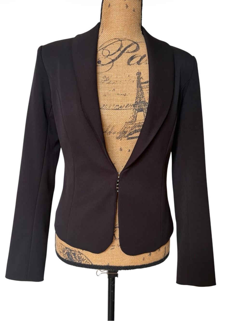Centre Ville Paris Black Back Metal Zipper Tailored Blazer Jacket Women’s Size 4
